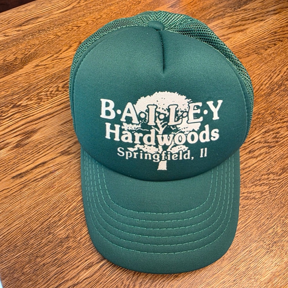 Vintage Bailey Hardwoods Springfield IL Trucker‎ Hat Green Snapback Headwear